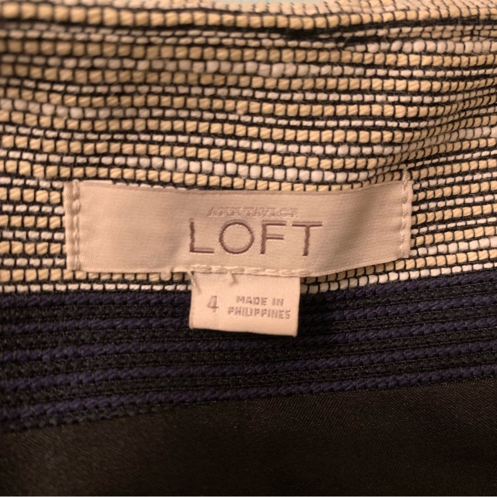 LOFT Navy and Cream Striped Nautical Cotton Mini Skirt - Picture 3 of 4